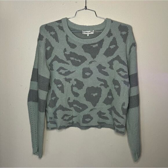 JOHN + JENN Finn Blue Leopard Printed Knit Sweater Size S - Picture 4 of 8